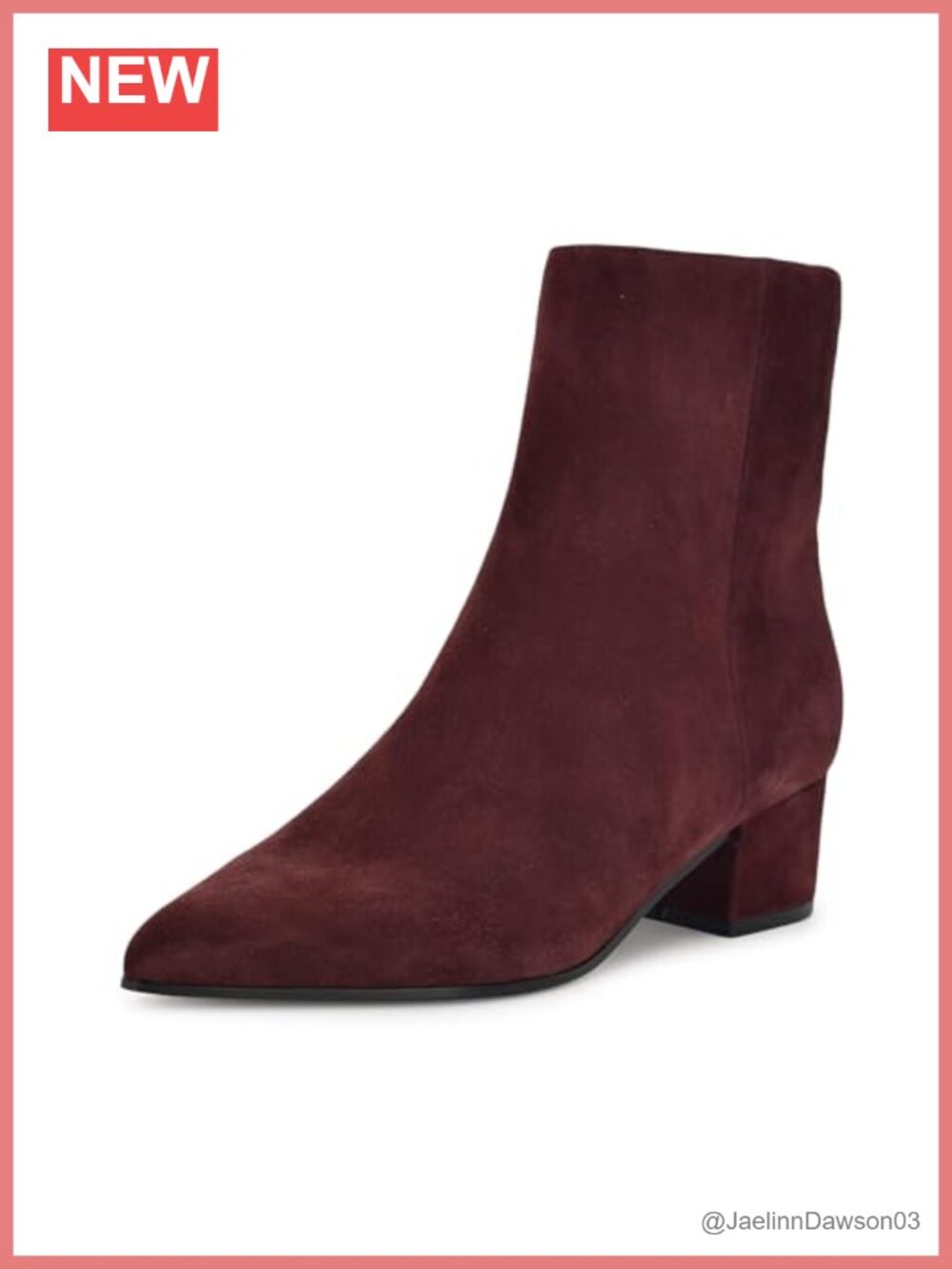 Suede Pointy Toe Mid-Calf Booties with Block Heel